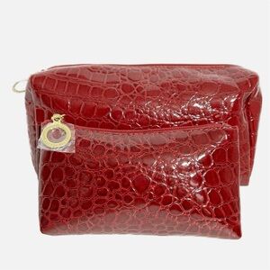 Estee Lauder Set of Two Zipped Cosmetic Make Up Toiletry Bags Lined Faux Patent